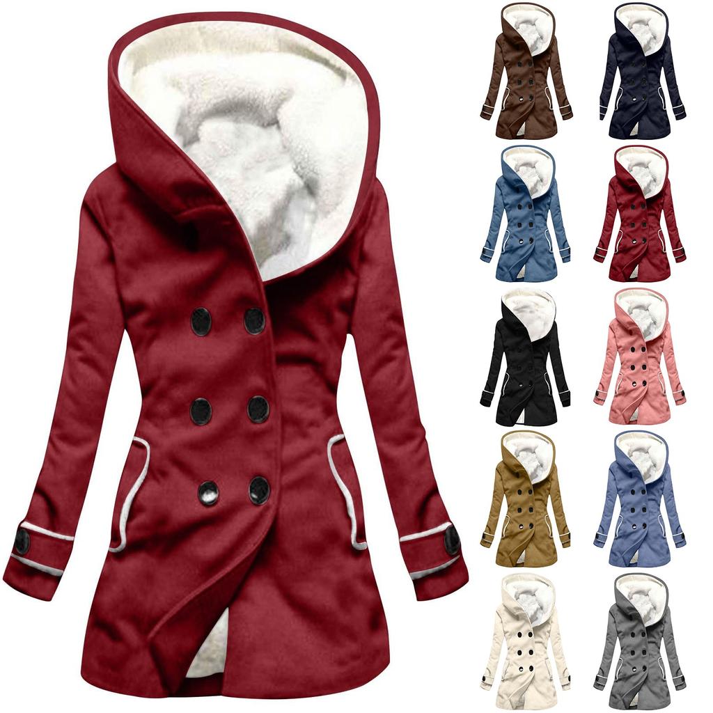 Женское зимнее пальто, теплое мохнатое пуховое пальто с капюшоном и пуговицами, куртка