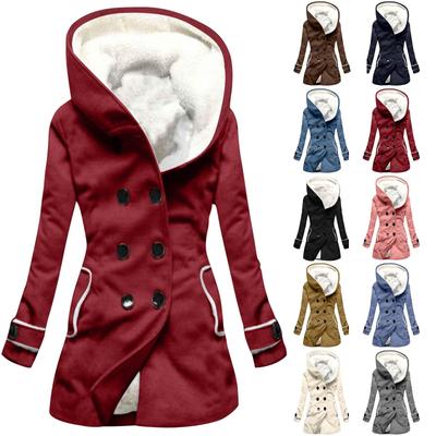 Женское зимнее пальто, теплое мохнатое пуховое пальто с капюшоном и пуговицами, куртка