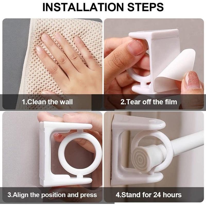 2Pcs Curtain Rod Fixed Holder 360° Rotating Circular Transparent Curtain Rod Hook Hanging Rod Ring