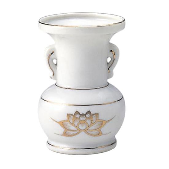 Platinum Lotus Flower Vase [5.5 Inches]  Buddhist Altar Supplies, Home Memorials, Urn Use