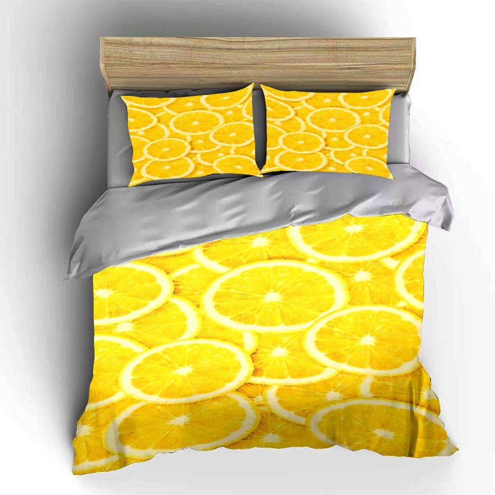 Yellow citrus fruit slices. Bedding sets Duvet cover sets Duvet covers Pillowcases(1 * Duvet Cover 2 * Pillowcases without duvet insert)