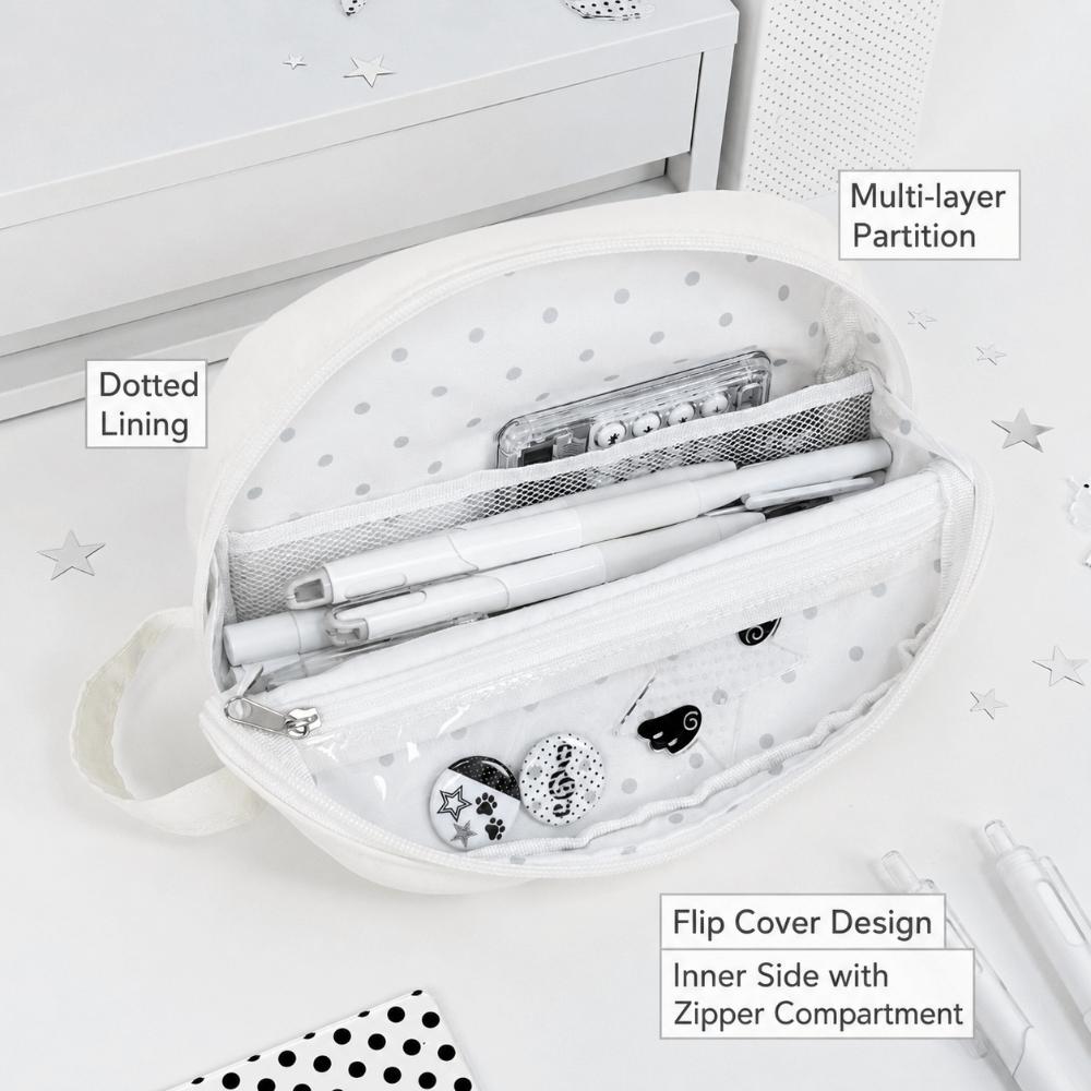 Cream White Pen Bag Large Capacity Stationery Bag Ins Stationery Pouch  Students
