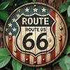 Vintage Route  Metal Sign x Inch Classic American Flag Motif Aluminum Plaque Retro Wall Decor Bar Man Cave Garage