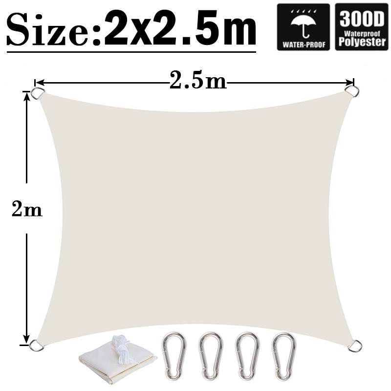 Milky 300D Polyester Waterproof Sun Shade Fabric Sun Shelter Tent Outdoor Triangle Rectangle Awning Garden Terrace Sun Canopy