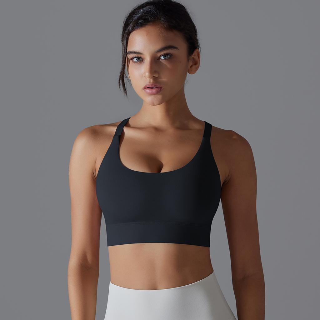 Однотонное красивое облегающее спортивное нижнее белье с открытой спиной для бега, фитнеса, пилатеса, йоги, спортивного жилета