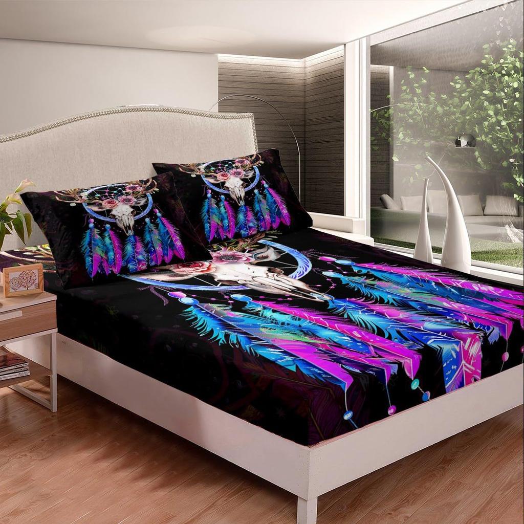 Красочный радужный узор Матрас из трех частей Цифровая печать Покрывало для пары Постельный набор