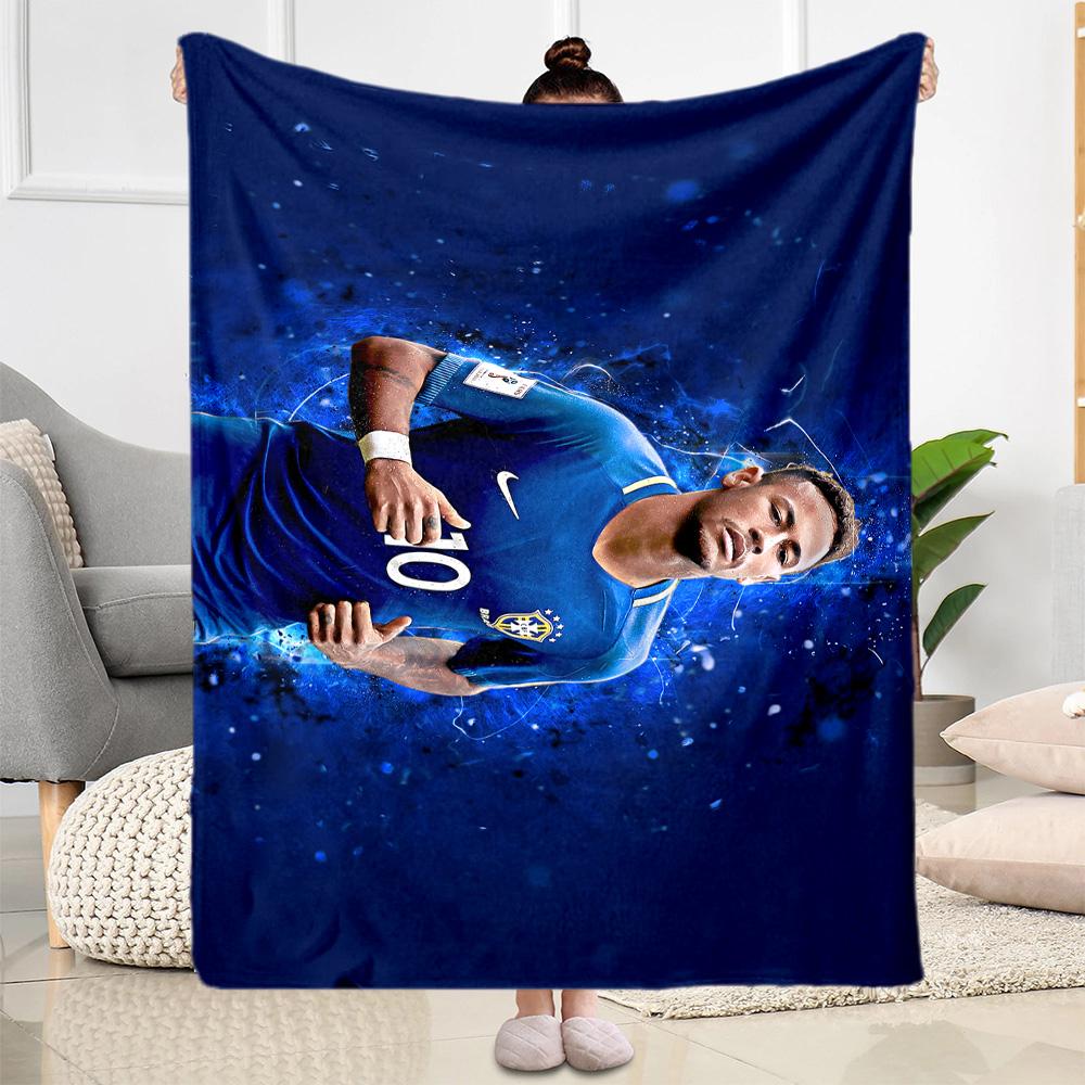 Neymar Brazil Jersey Blanket Soft Warm Cozy Perfect for Bedding Picnics Seaside All-Season Use Modern Gift for Travel Home Birthdays