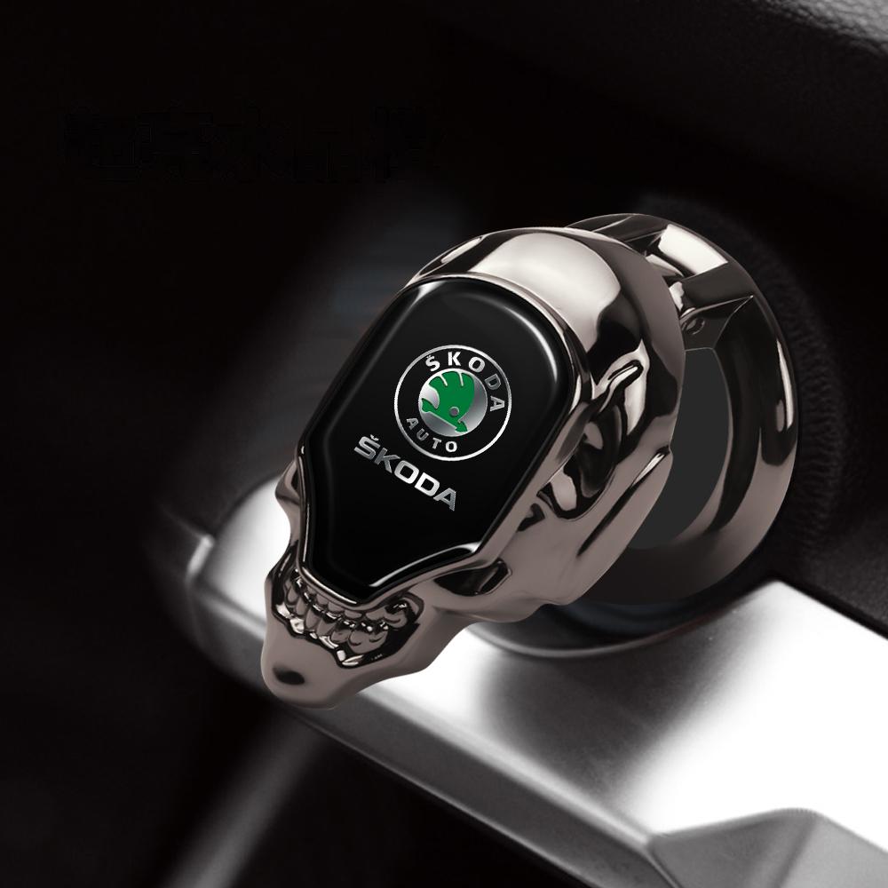 NYDM6 Car Switches Button Engine Start Stop Metal Protective Ring Cover For Skoda Octavia Mk3 5 7 Fabia 2 Superb 3u 2 Kamiq Kodiaq VRS