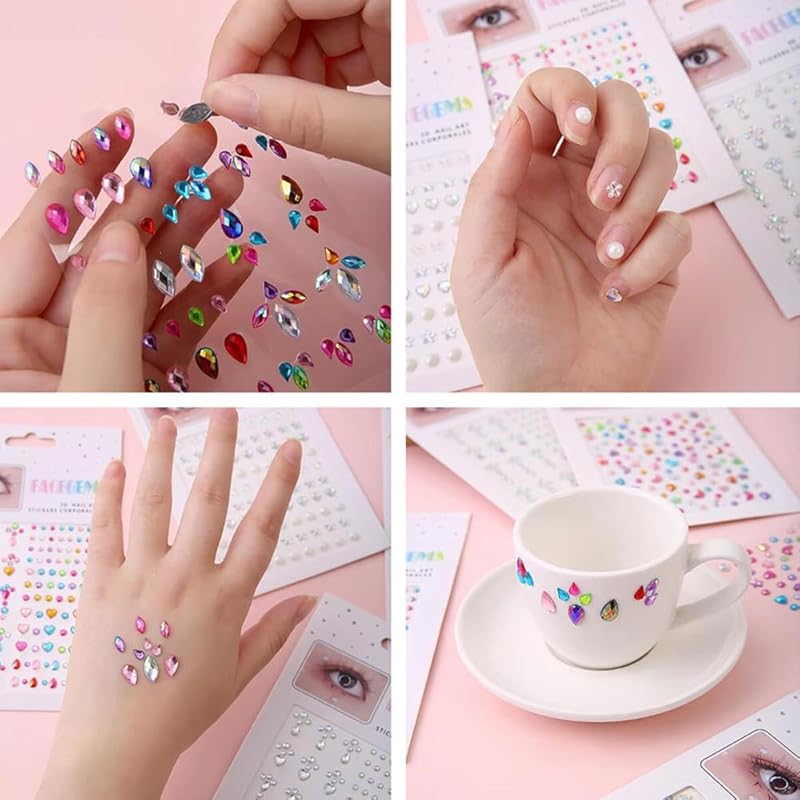 LIKENNY макияж стразы наклейка на лицо сверкающий постер 6 штук 3D звезда месяц красочная печать алмазные декоративные детали лицо декор детали нейл-арт самоклеящиеся