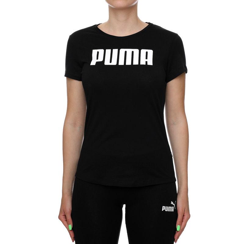 Puma Женская футболка с принтом букв, круглым вырезом и короткими рукавами, черная 847195-01
