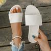 Large Size Flat-bottomed Slippers Women's 2024 Summer New Style One-word Drag Simple Fashion Casual Sandals and Slippers
