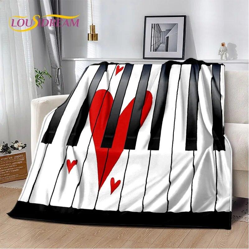 3D Dream Piano Key Music Instrument Cartoon Blanket,Soft Throw Blanket for Home Bedroom Bed Sofa Picnic Office Travel Cover Kids