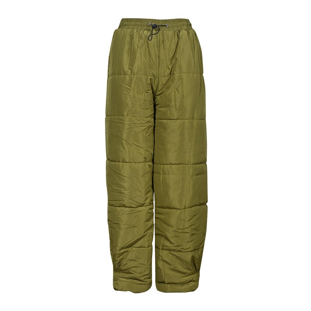 Women's Casual Solid Color Cotton Pants Warm Clip Cotton Drawstring Pocket Elastic Waist Cotton Pants