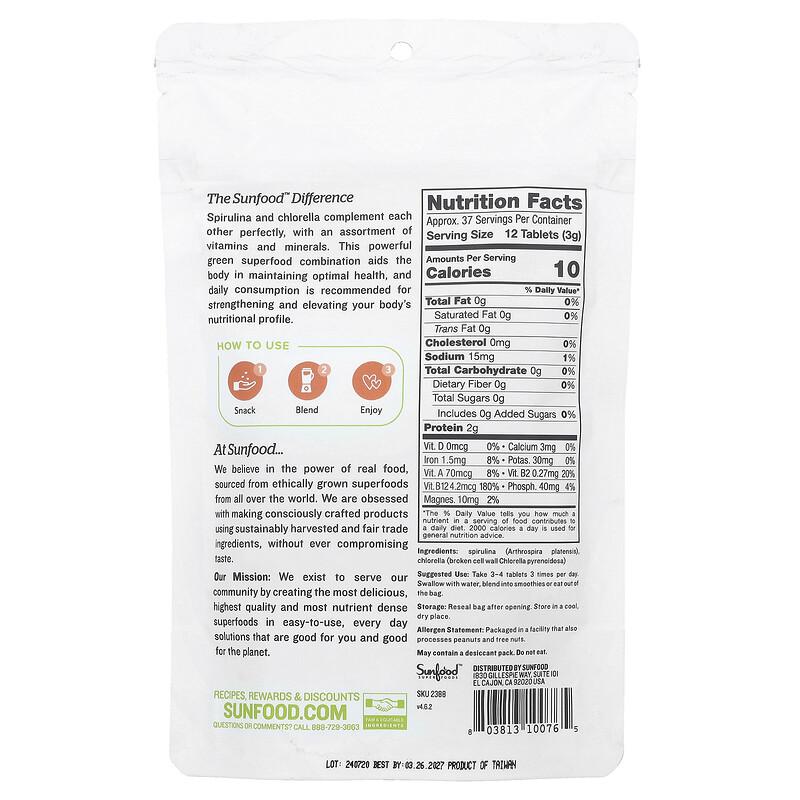 Super Algae Tablets Spirulina & Chlorella, 250 mg, Approx. 456 Tablets