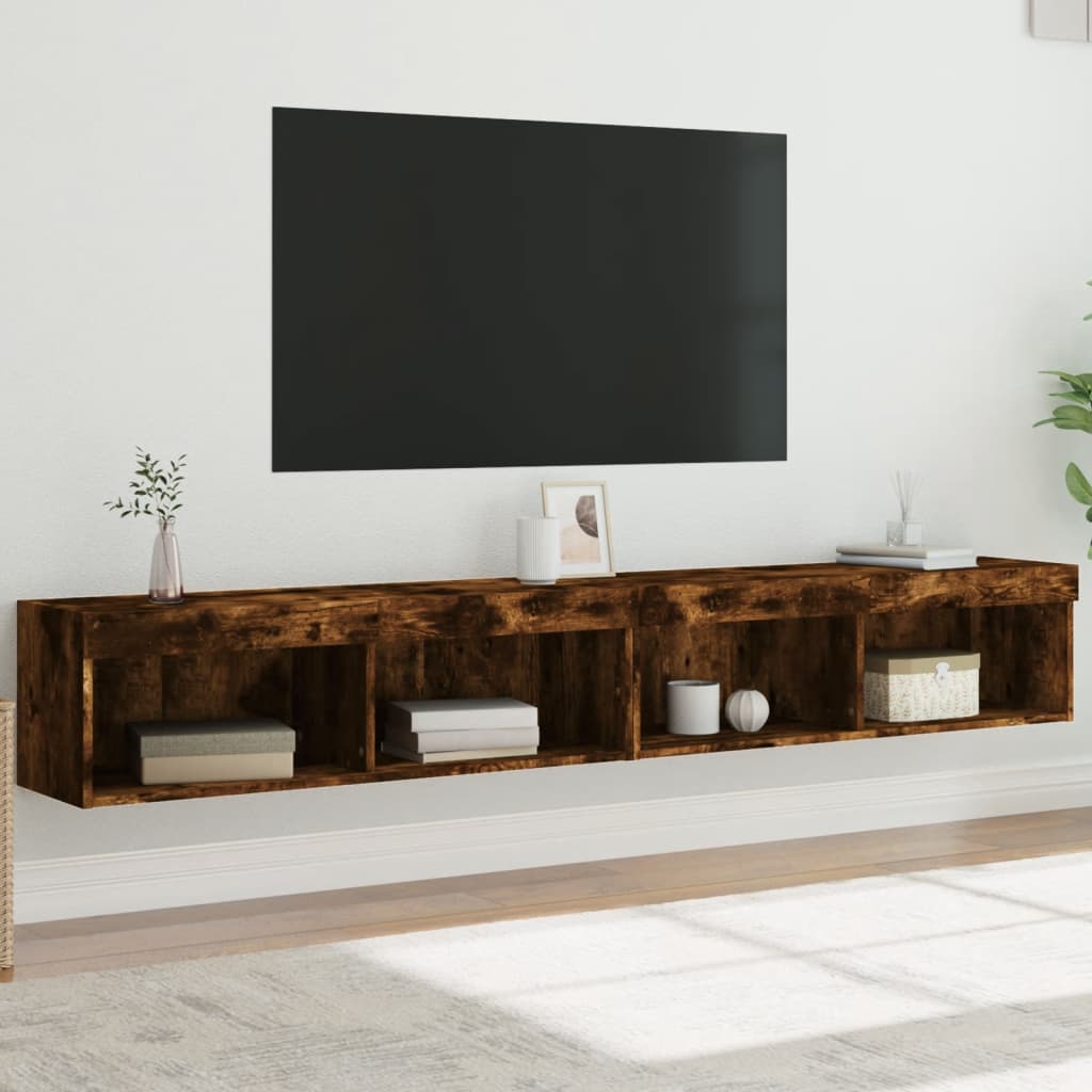 Vidaxl Szafki Tv, Z Led, 2 Szt., Przydymiony Dąb, 100X30X30 Cm