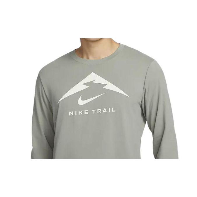 Nike Футболка Dri-FIT с круглым вырезом и принтом букв, быстросохнущая, повседневная, с длинным рукавом, в американском стиле, цвет темно-грязно-серый FN0828-053