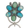 1/2Pcs Turquoise Inlaid Keychain Flower Shape Natural Stone Inlay Design Keychain Bag Clip Holder Bag Backpack Accessories