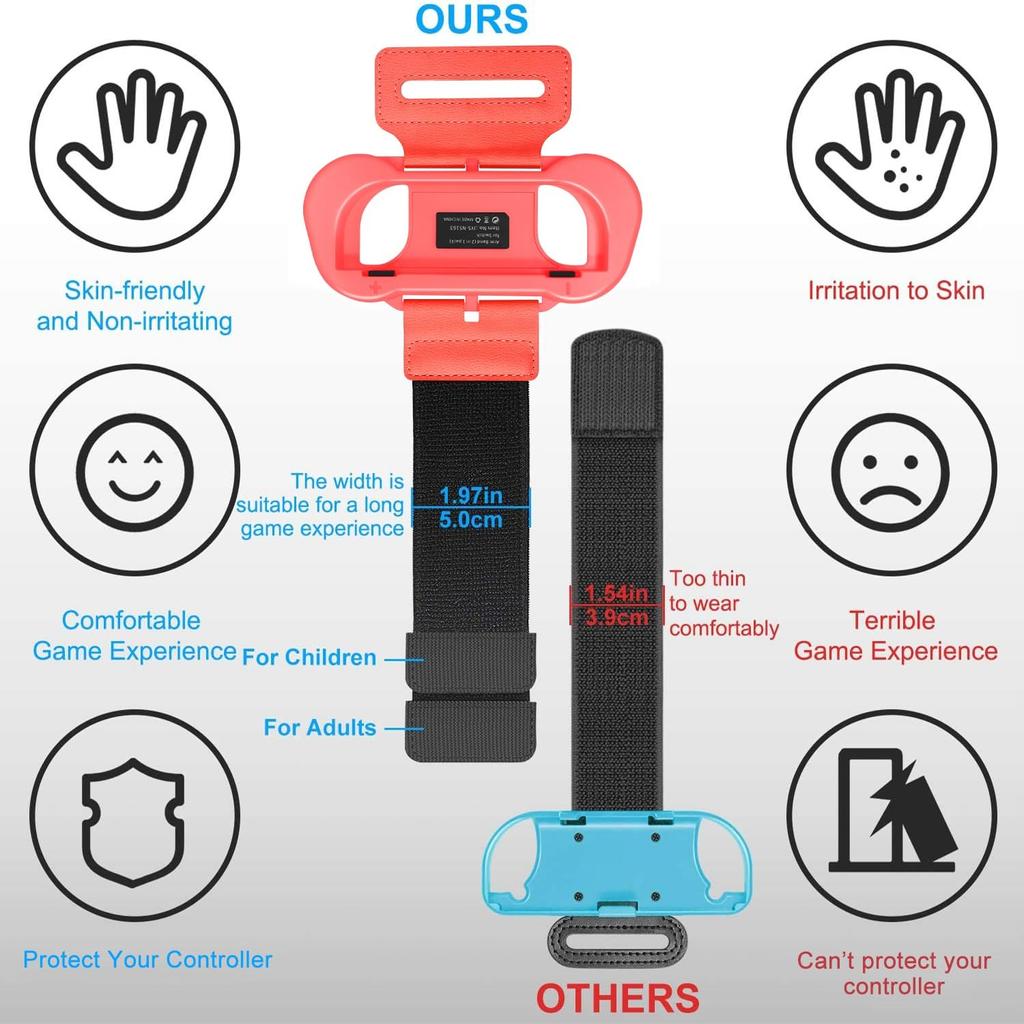 Браслеты,Dance 2024 2023 2022 для Zumba Burn It Up для Nintendo Switch и Switch OLED Модель для Joy-Cons,Регулируемый эластичный ремешок,Два размера,2 шт. в упаковке