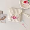 Square Embroidery Cherry Cosmetic Bag Cat Small Storage Bag Sanitary Napkin Storage Bag  Travel