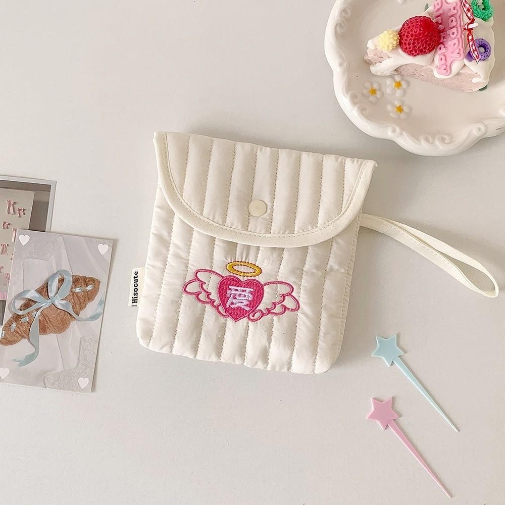 Square Embroidery Cherry Cosmetic Bag Cat Small Storage Bag Sanitary Napkin Storage Bag  Travel