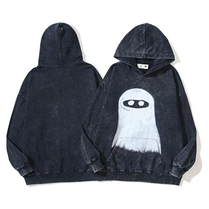 Vintage Washed Graphic Hoodie Loose Fit Streetwear Men Women Teens