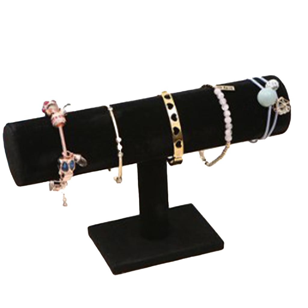 T Bar Bracelet Holder Flannelette Appearance Delicate Modern Watch Display Stand Jewelry Display Black