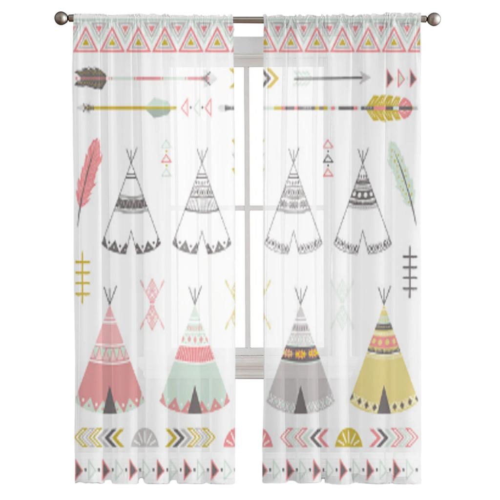 Элементы палаток-типи в этническом стиле, тюлевые шторы для украшения гостиной, современная вуаль, шифоновые шторы для спальни, прозрачная вуаль