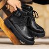 Модные мужские зимние плюшевые ботинки на шнуровке, натуральная кожа, мужские мотоциклетные ботинки, новые удобные повседневные кроссовки с высоким верхом
