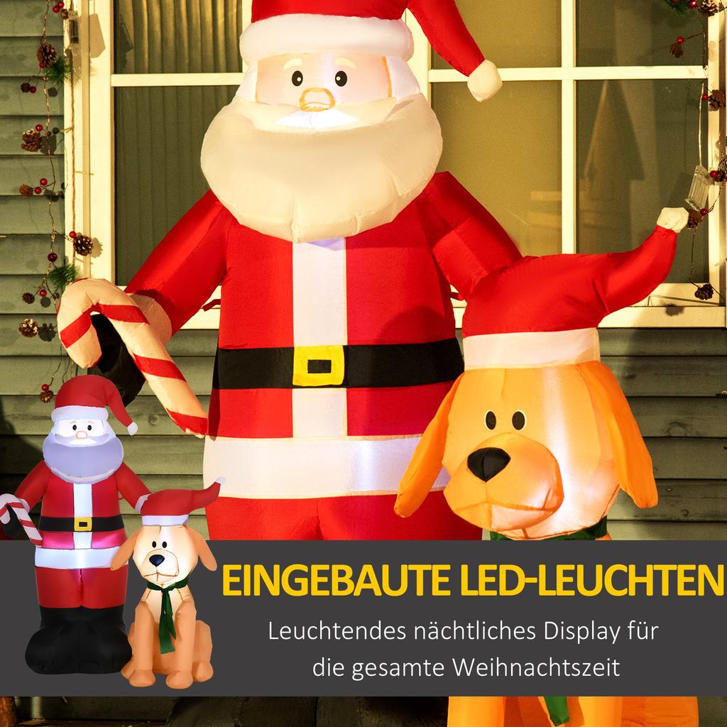 Christmas Decoration, Santa Claus with Dog, Inflatable, Large, Incl. Blower, 117 x 80 x 157 cm
