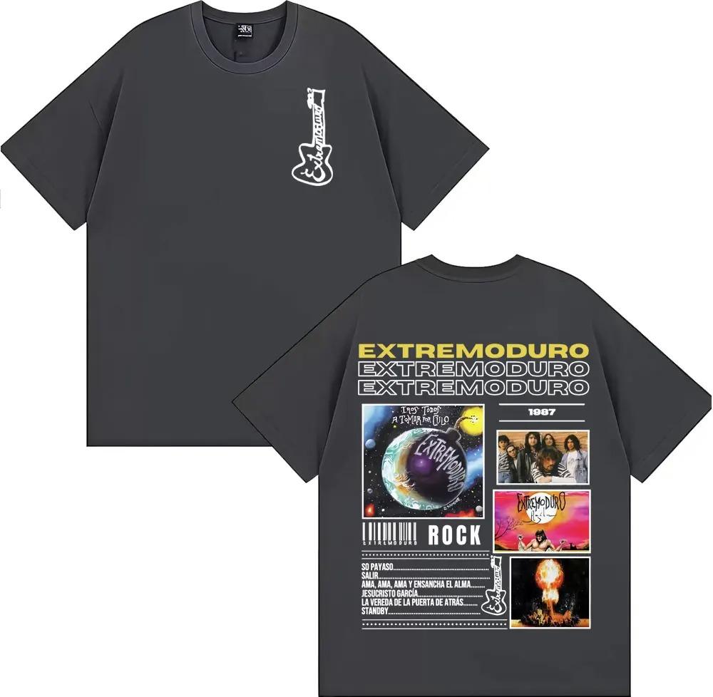 Футболка с принтом Rock Band EXTREMODURO Тур 2025 Мужская Модная Ретро С коротким рукавом Свободная Мягкий Топ