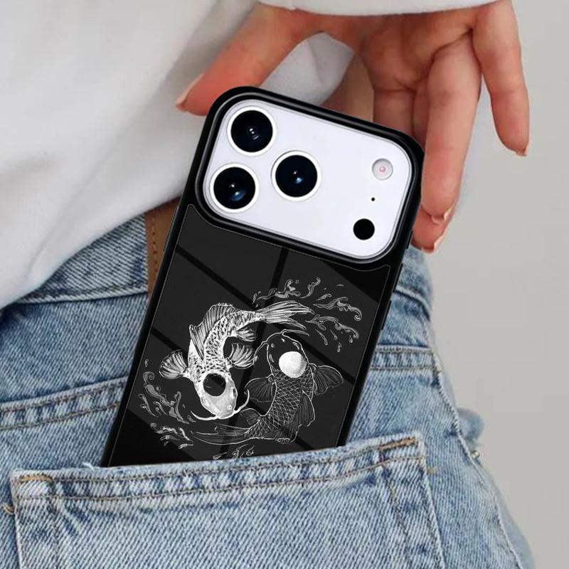 Чехол для телефона с изображением рыбок Кои Инь-Ян для iPhone 17ProMax 12 13 14 15 16e 17 Pro Max Plus Air Cover
