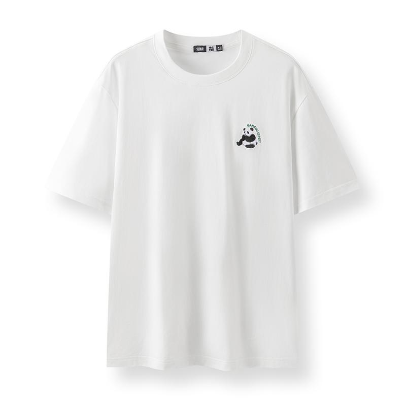 Мужская футболка Semir с коротким рукавом, влагоотводящая, с вышивкой панды, новый летний вязаный топ 2025 для повседневного и комфортного стиля