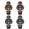 New Design Style Imported Self-winding Mechanical Watch Men's Charm and Dominance with Sun and Moon Phase Skeleton Flywheel Leather Watches