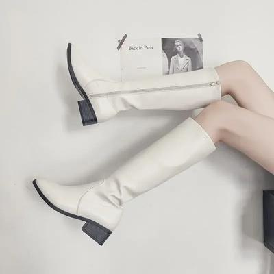 Белые зимние сапоги женские 2025 Новые Botas Mujer Сапоги до колена Сексуальные сапоги Эластичные Холодостойкие и теплые Ботильоны Челси Плюс