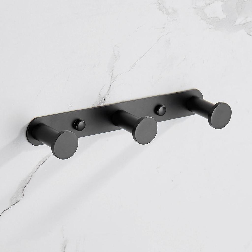 Bathroom Accessories Towel Hook Matte Black Towel Robe Coat Rack Rows Hooks