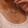 E.B.belle Trendy Personality Square Stainless steel Pendant Embossment 12 Constellation Sign PVD Gold-plating Necklace For Women