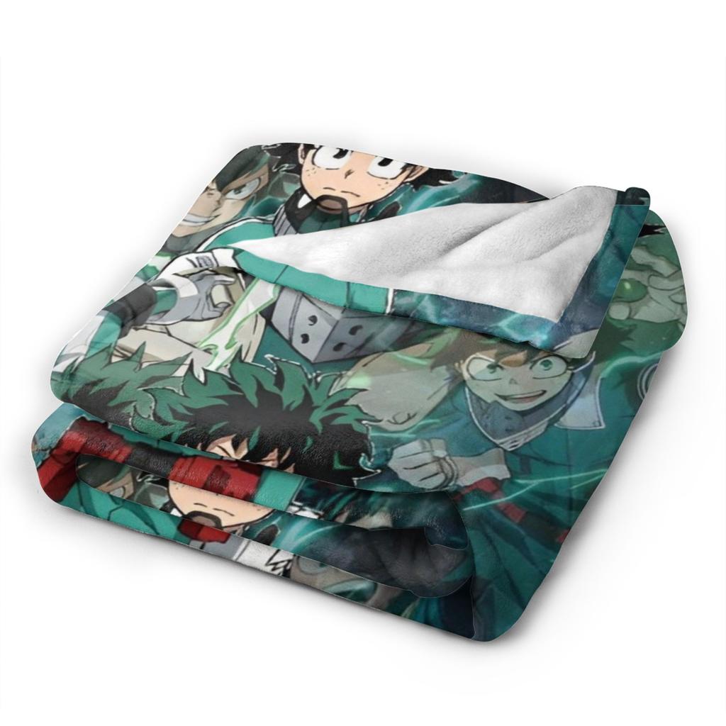 My Hero Academia Deku Izuku Knitted Blanket Coral Fleece Plush Super Warm Throw Blankets for Airplane Travel Bed Rug