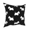 White Scottish Terrier Silhouette Square Pillow Case Polyester Decorative Pillow Scottie Dog  Cushion Covers