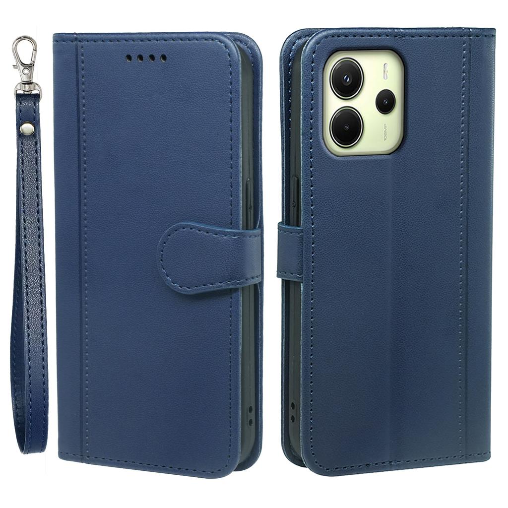 For Xiaomi Redmi Note 14 4G (164.84mm) Wallet Case Magnetic Snap Leather Phone Cover with Strap