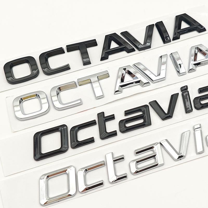 3D ABS Self Adhesive Chrome Balck Letters Logo Octavia Emblem Car Rear Trunk Sticker Badge Auto Accessories