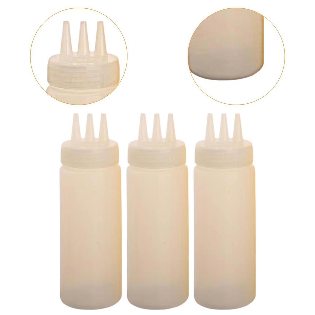 3x Sauce Bottles Squeeze Leakproof Container with Small Pointed Nozzle for Oil Restaurants Syrup Cookie Decorating Grilling