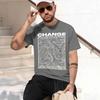 Change Topographic Line Print Vintage Washed Beige Casual Graphic T Shirt 2026 New Model
