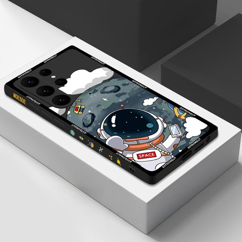 Чехол из жидкого силикона серии Astronaut для Samsung S25 S24 FE S23 Ultra S22 S21 Plus A56 A36 A16 A55 A15 A35 A54 A14 A32 5G с защитой от падения с высоты