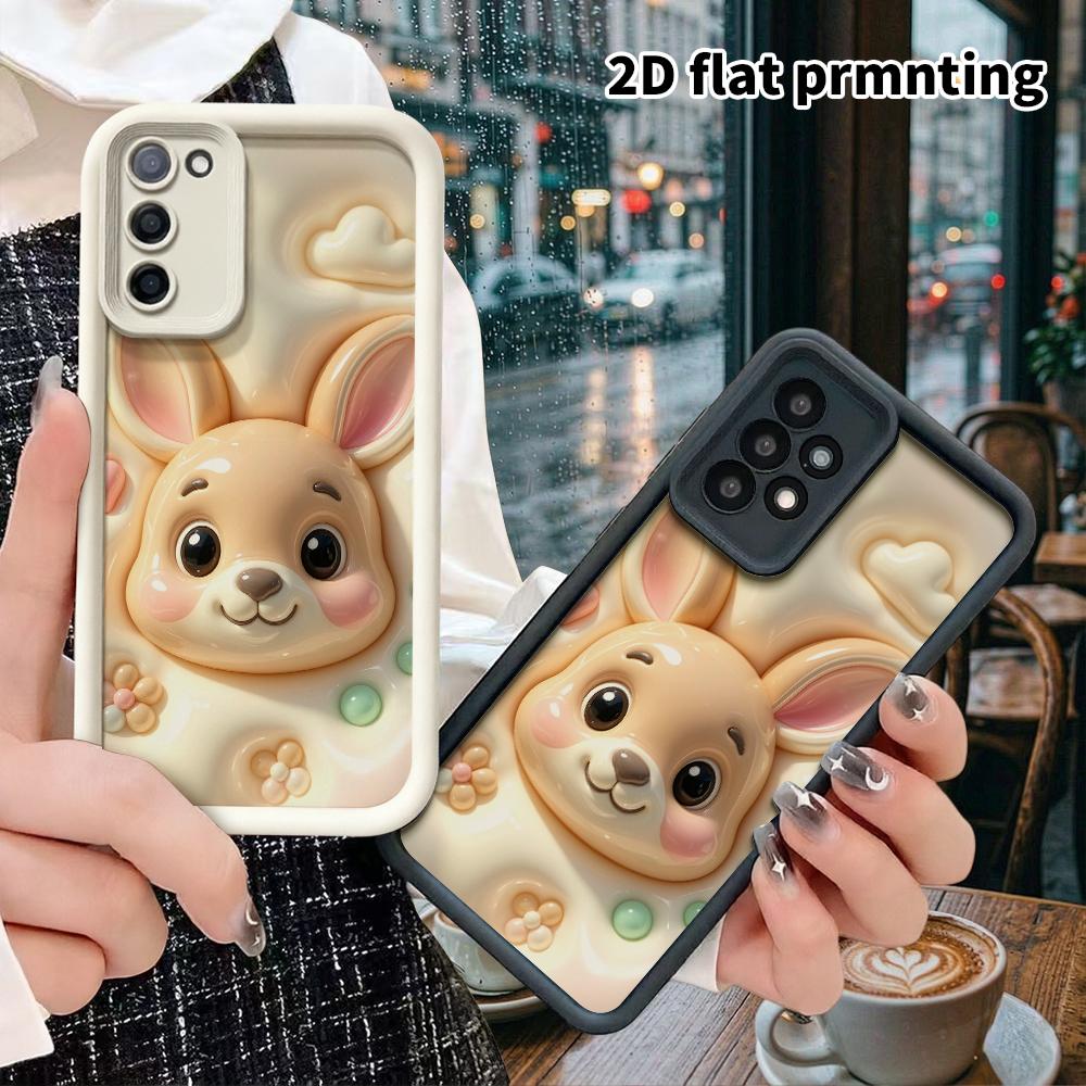 Phone Case: 2D flat, suitable for Samsung Galaxy A34 A35 M05 M06 S20 S22 S21 FE Plus 5G protective cases, light beige little bunny, perfect holiday gi