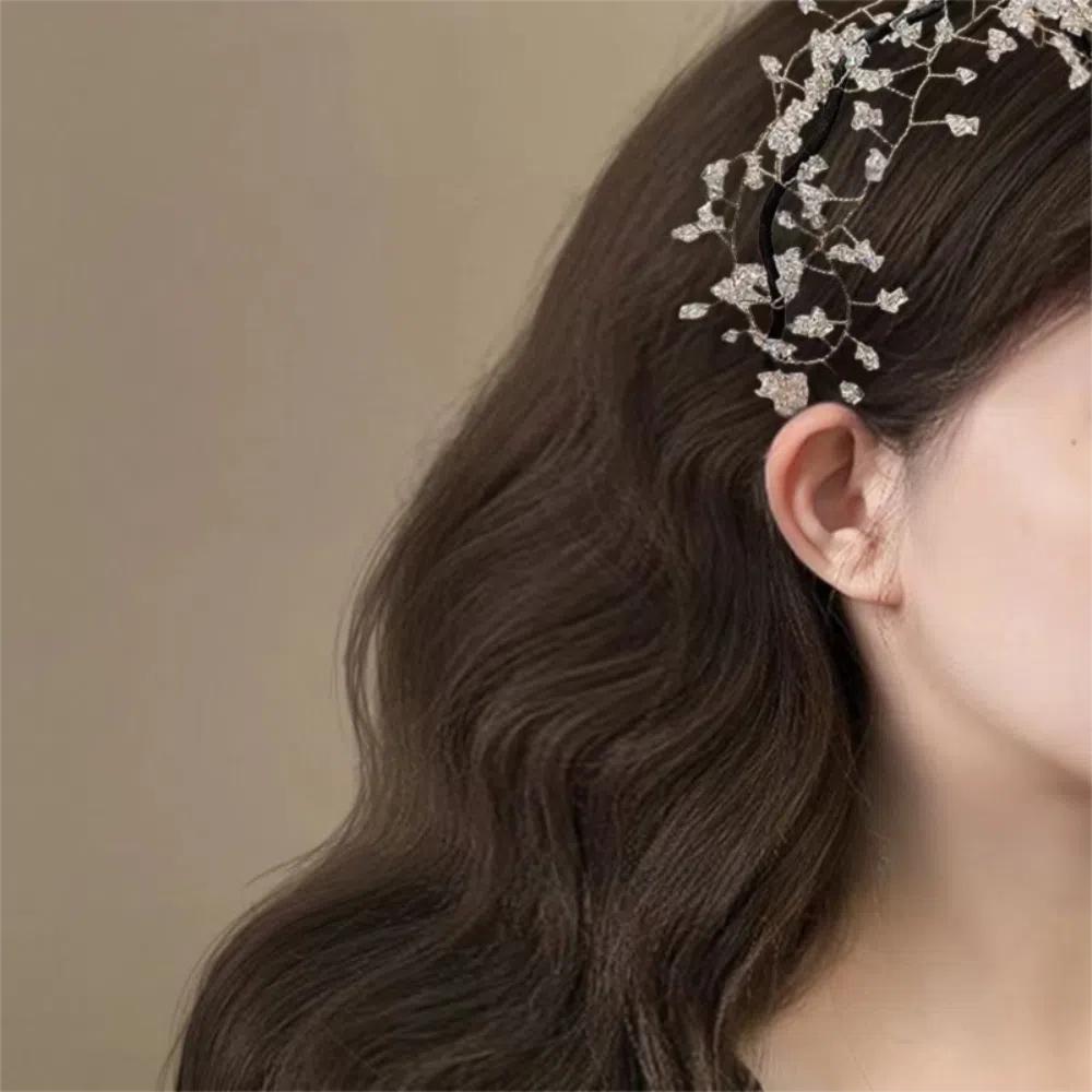 Korean Style Crystal Beaded Hair Hoop Elegant Wedding Headwear Hair Accessories