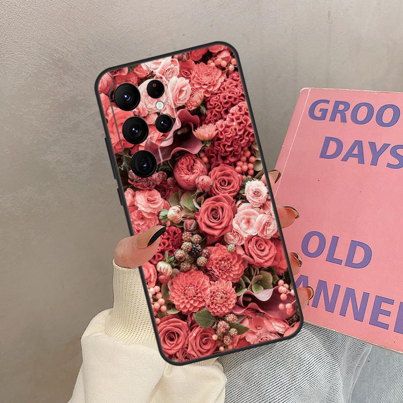 Чехол-букет из розовых роз для Samsung Galaxy S25 Ultra S20 S21 S22 S23 S24 Ultra S9 S10 Plus S25 FE Чехол Coque