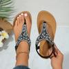 Lucyever Summer Clip Toe Bohemia Sandals Women 2024 Shiny Crystal Flat Sandalias Woman Non Slip Sole Beach Sandles Mujer