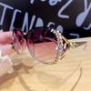 Fashion Shiny Rhinestone Sunglasses Oversized Uv Protection Sun Protection Sun Glasses Gradient Lens Shades For Women