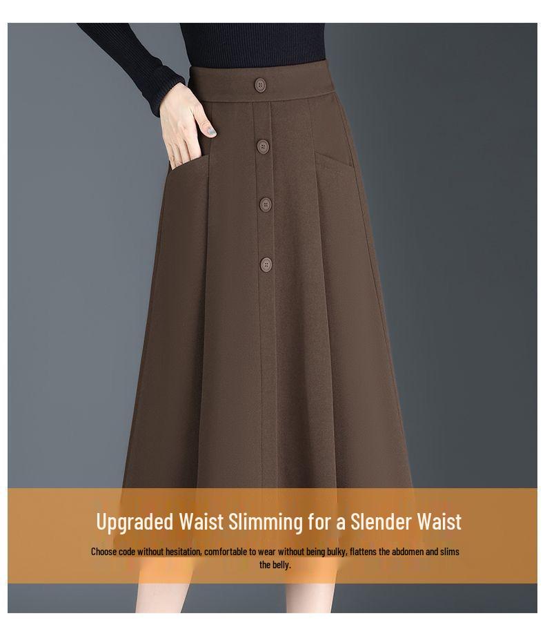 Шерстяная юбка миди А-силуэта плиссе для женщин - Коллекция весна, осень, зима 2025