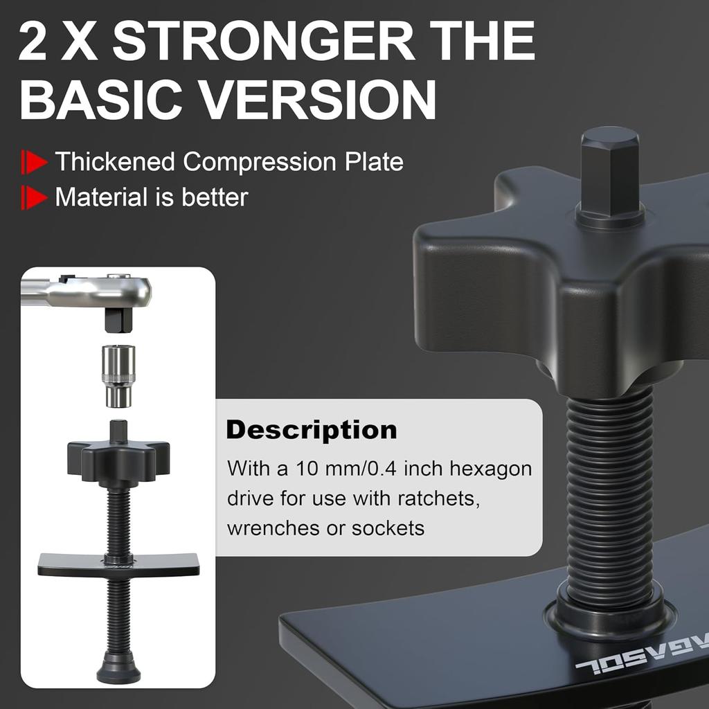 Heavy Duty Brake Pad Spreader, Disc Brake Pad Tool, Universal Brake Caliper Compression Tool, Caliper Piston Compressor Tool with Swivel Joint, Solid